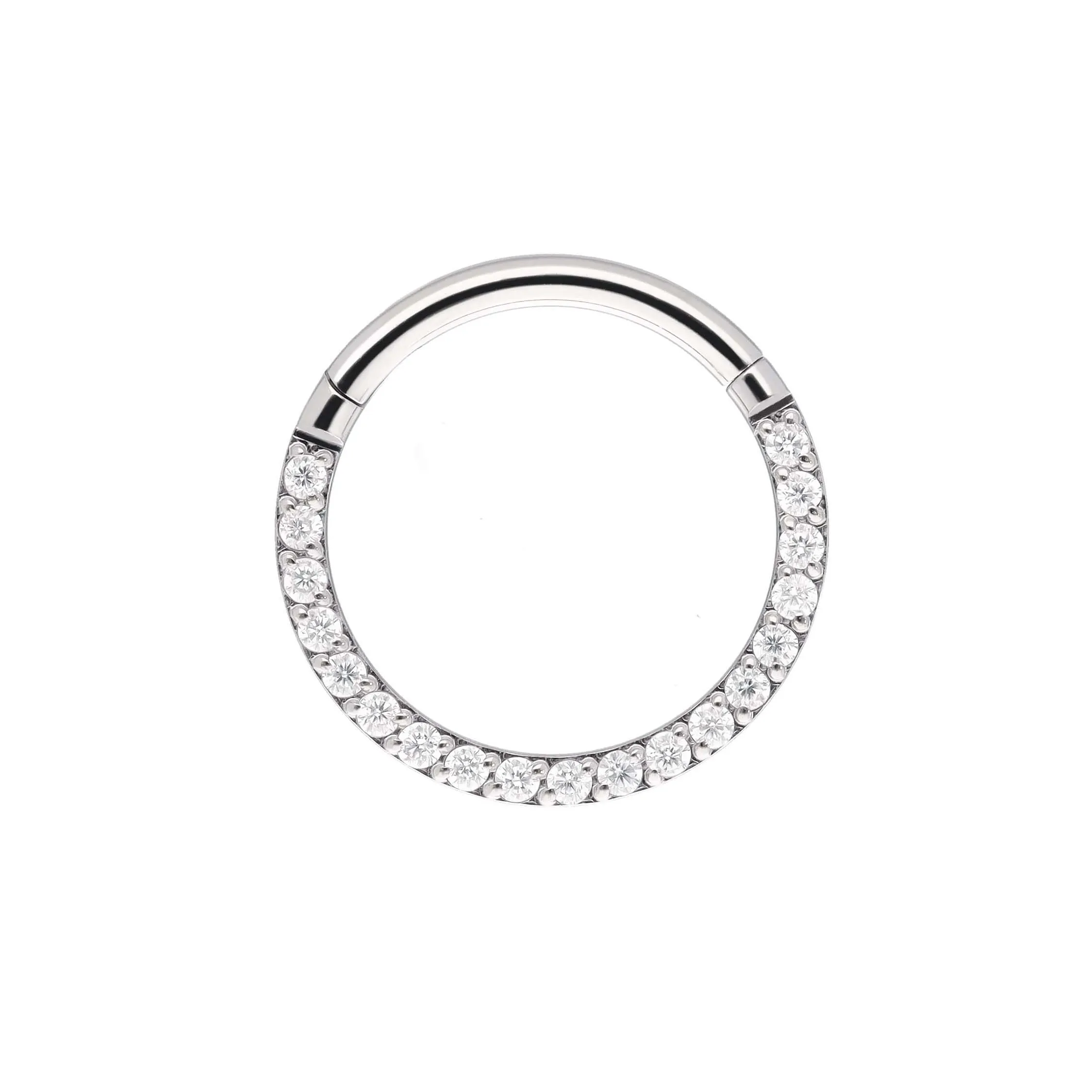 Clicker Lili White CZ implant grade titanium ASTM F-136 hinged ring