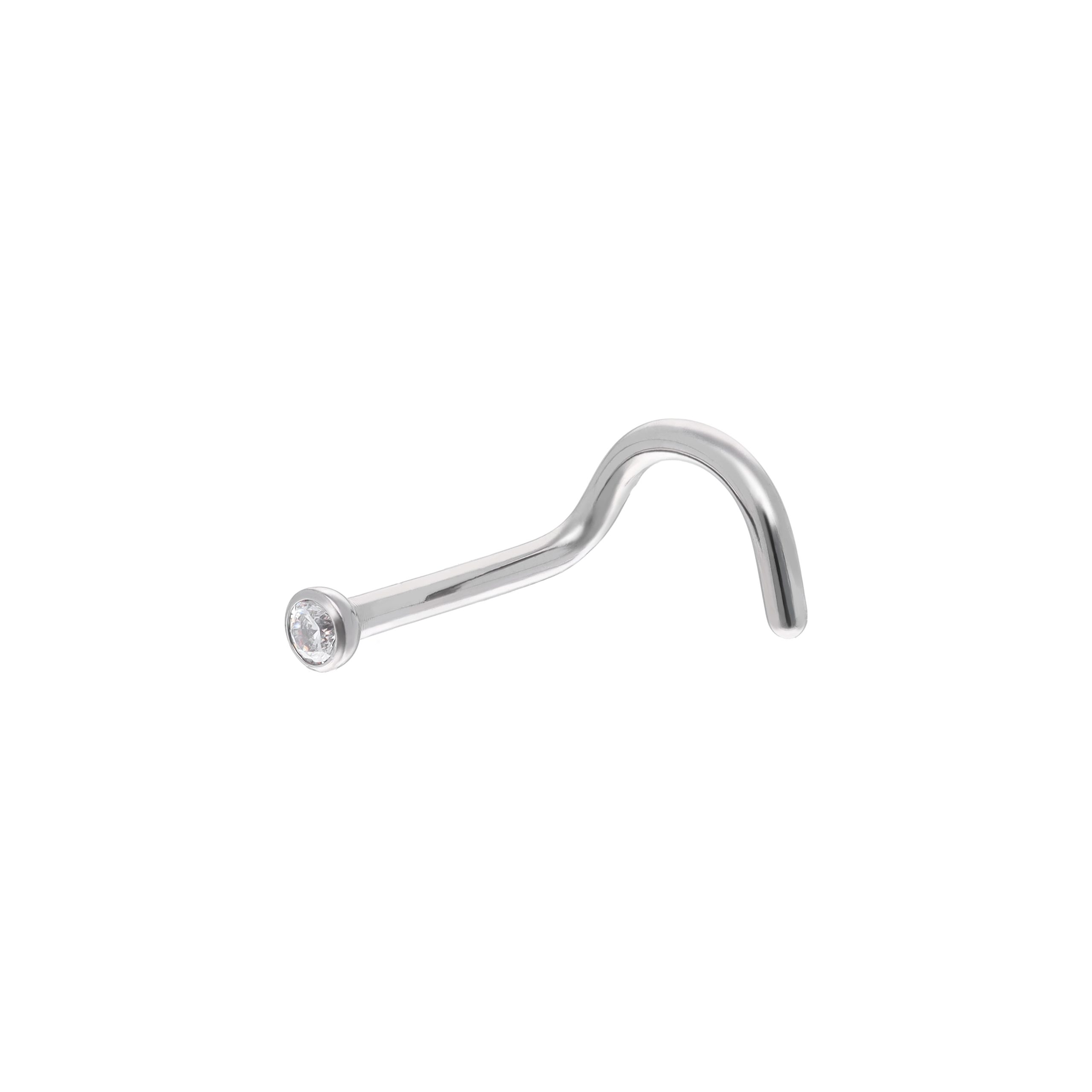 Nostril Screw with White CZ implant grade titanium ASTM F-136 nostril screw