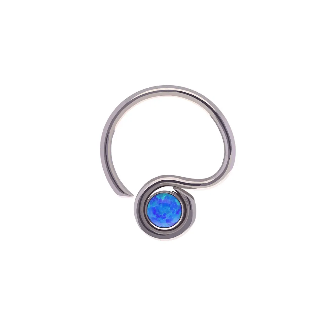 Niobium Quaver With Captive Opal niobium hinged ring