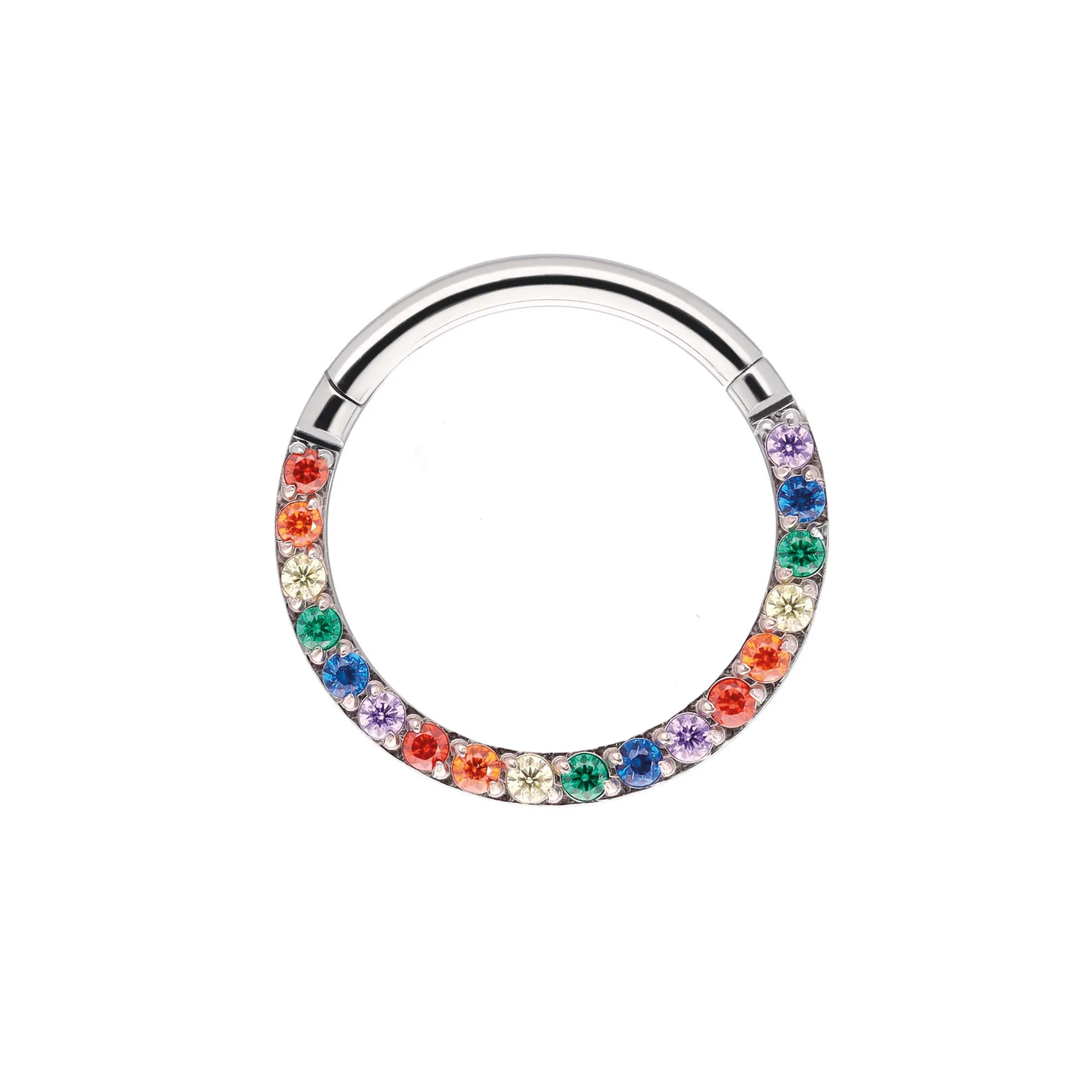 Clicker with Forward Rainbow CZ implant grade titanium ASTM F-136 clicker ring