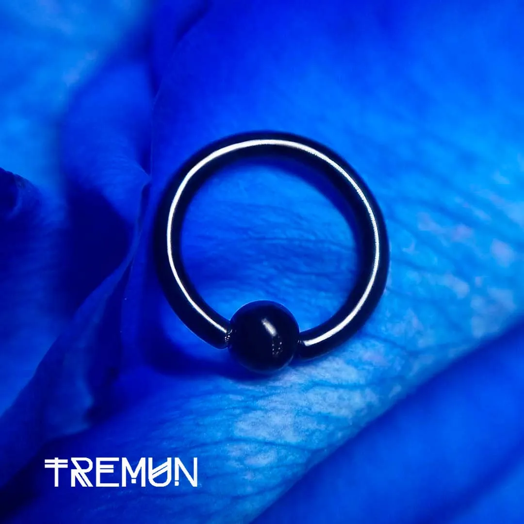 Captive Bead Ring 16G Black PVD - Limited Edition implant grade titanium captive bead ring