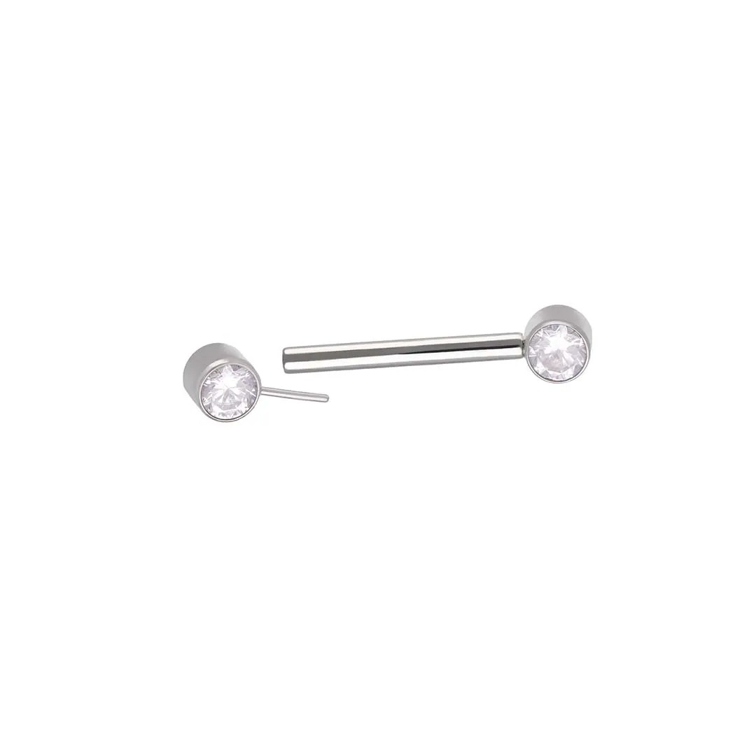 Threadless Barbell With CZ implant grade titanium ASTM F-136 straight barbell