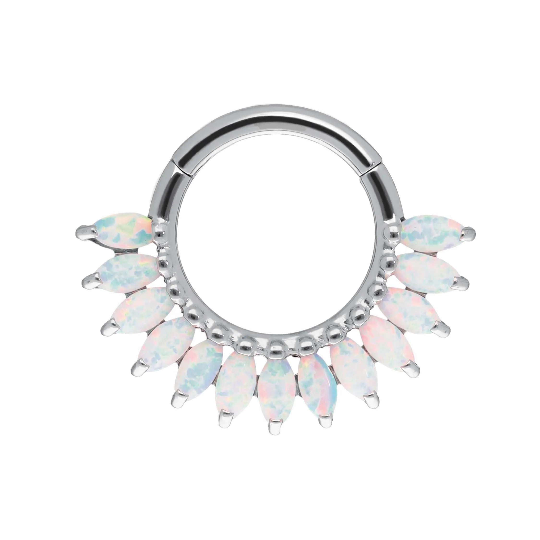 Maria White Opal implant grade titanium ASTM F-136 clicker ring