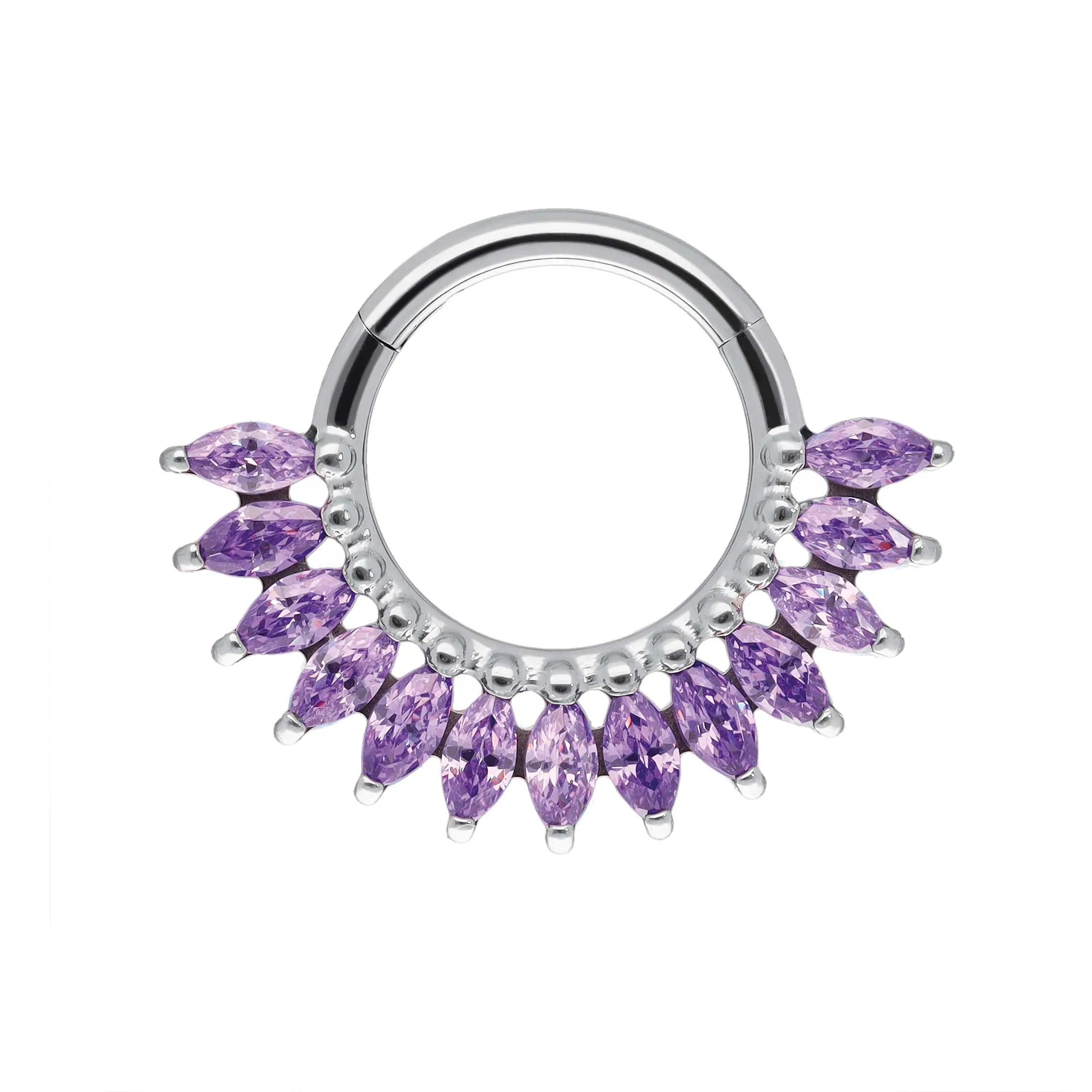Maria Amethyst implant grade titanium ASTM F-136 clicker ring