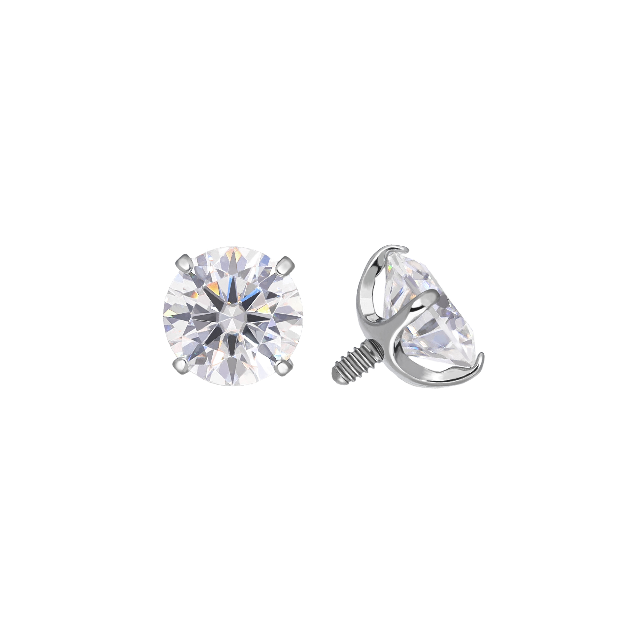 Prong Moissanite implant grade titanium ASTM F-136 internally threaded top