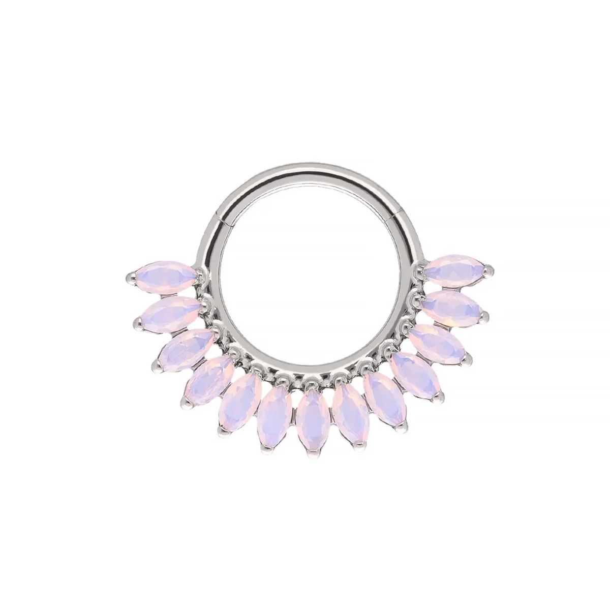 Maria Light Peony Opal implant grade titanium ASTM F-136 clicker ring