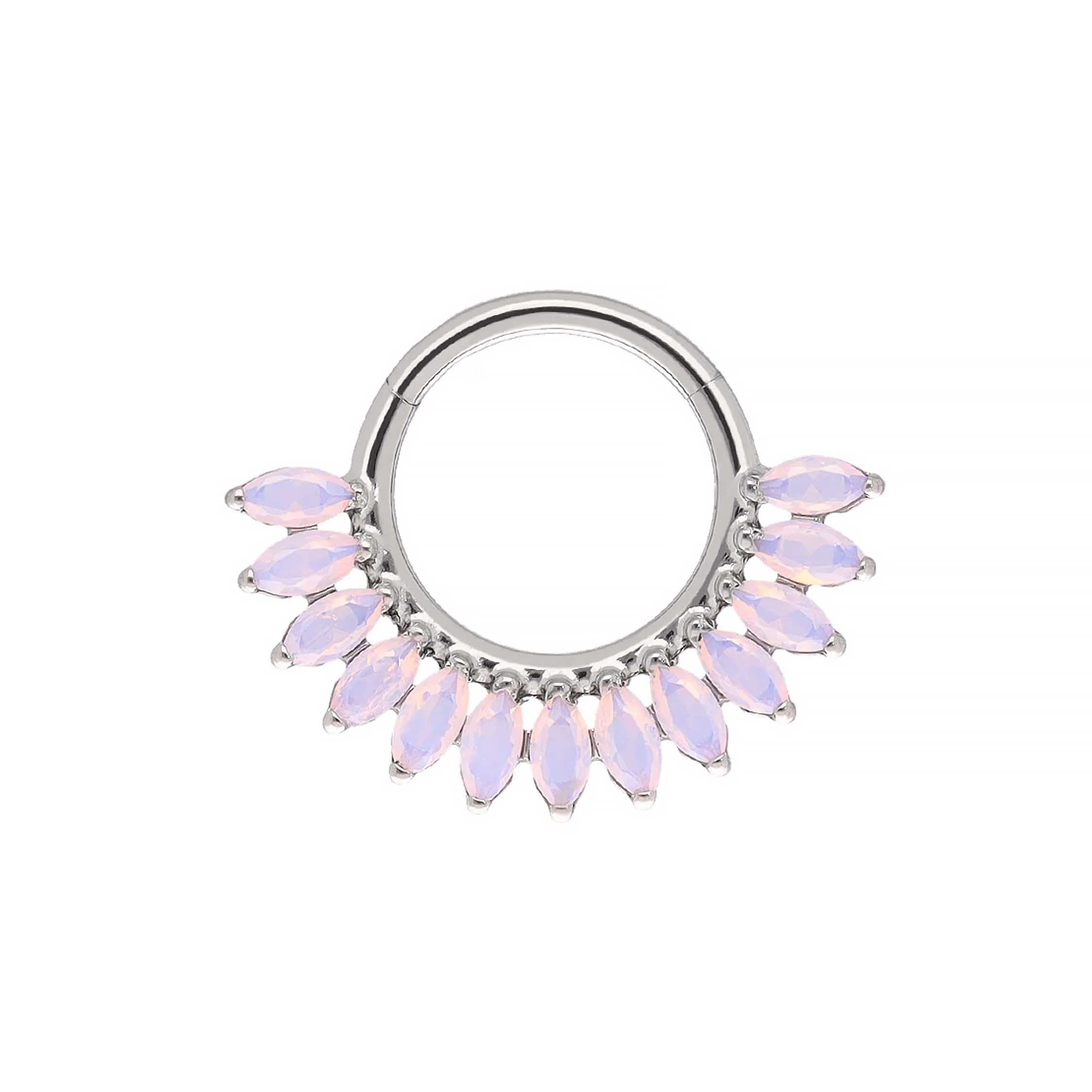 Maria Light Peony Opal implant grade titanium ASTM F-136 clicker ring