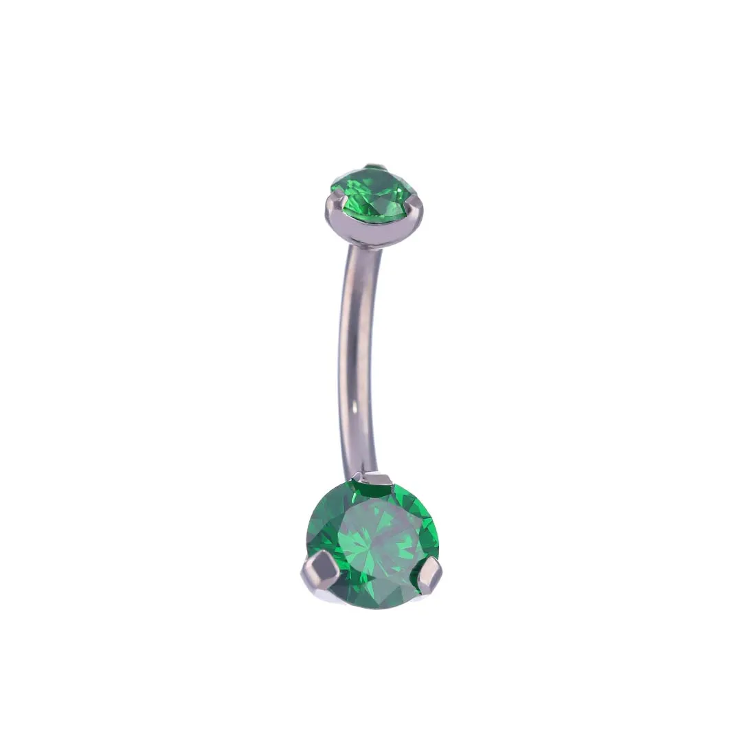 Sue Emerald CZ implant grade titanium ASTM F-136 curved barbell for navel