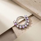 Capu Aurora Borealis (AB) CZ titanium clicker ring 8mm, side view