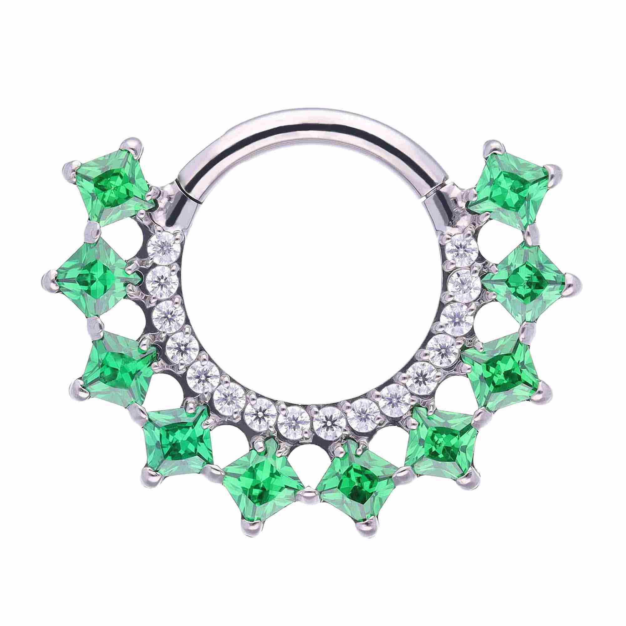 Capu Emerald CZ implant grade titanium ASTM F-136 clicker ring