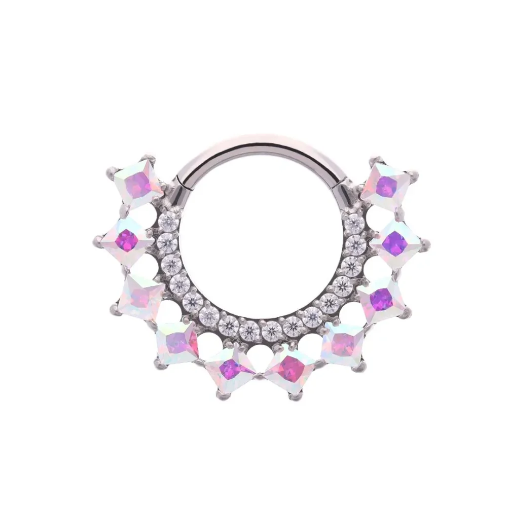 Capu Aurora Borealis (AB) CZ implant grade titanium ASTM F-136 clicker ring
