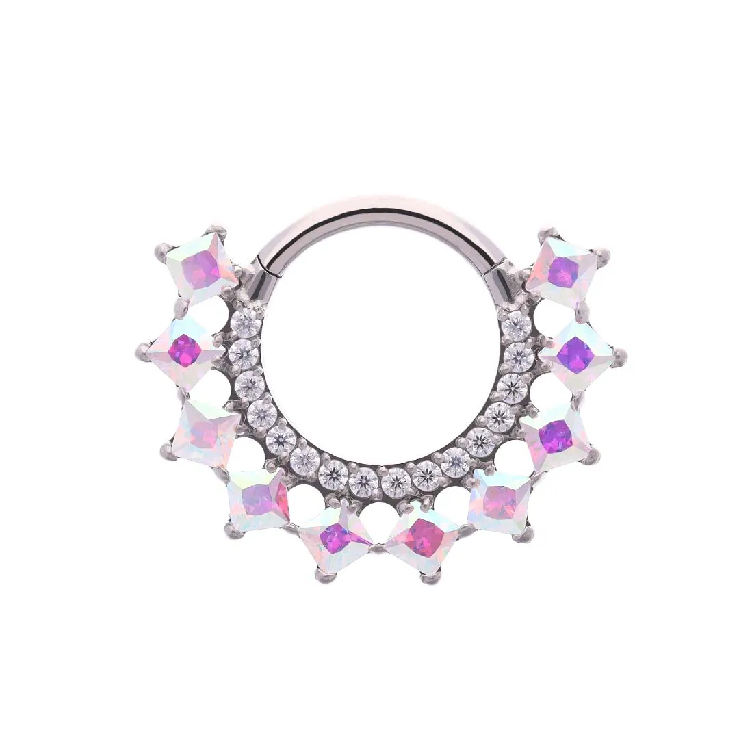 Capu Aurora Borealis (AB) CZ implant grade titanium ASTM F-136 clicker ring