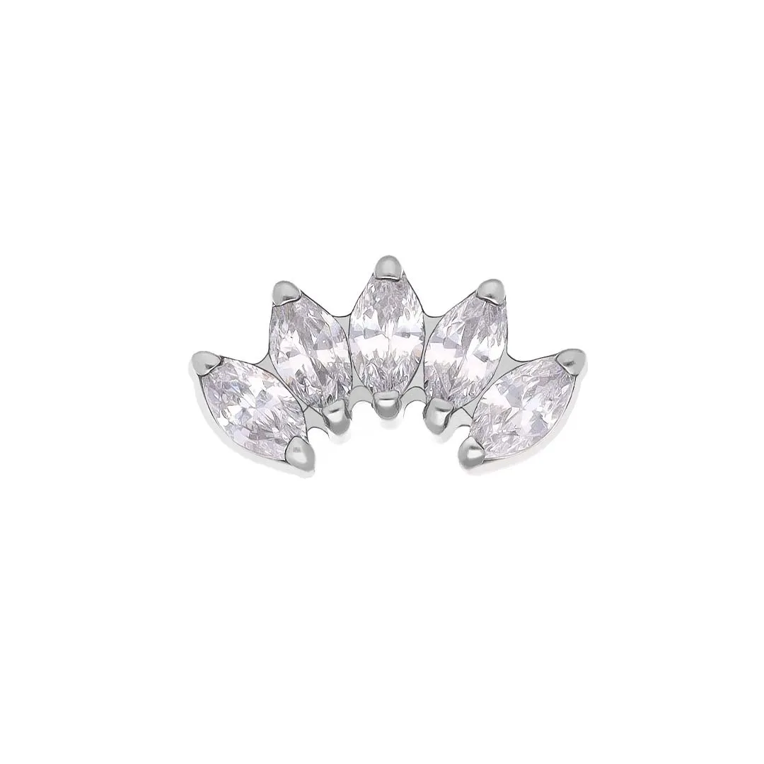 Marquise 5 Moissanite White implant grade titanium internally threaded top