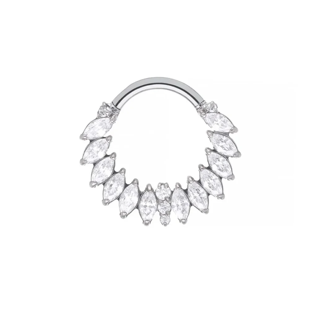 Valerie Moissanite White implant grade titanium clicker ring