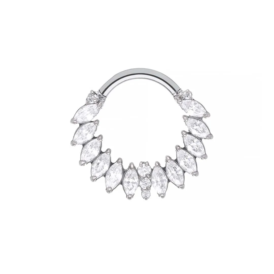 Valerie Moissanite White implant grade titanium clicker ring