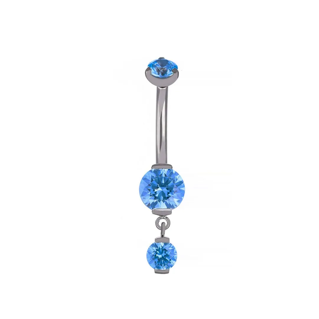 Susie - Barra de pecho de Swarovski azul ártico F-136, vista frontal y lateral