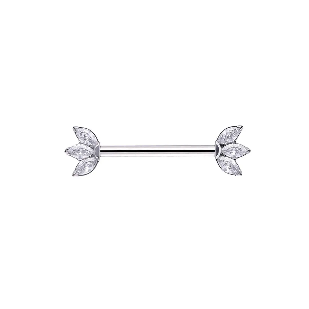 Threadless Barbell Marquise - CZ implant grade titanium ASTM F-136 straight barbell