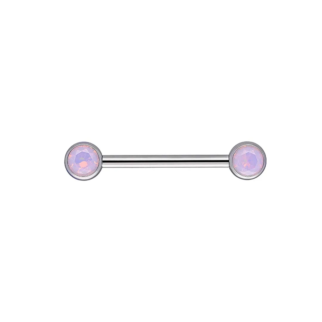 Threadless Barbell with Light Peony Opal implant grade titanium ASTM F-136 straight barbell