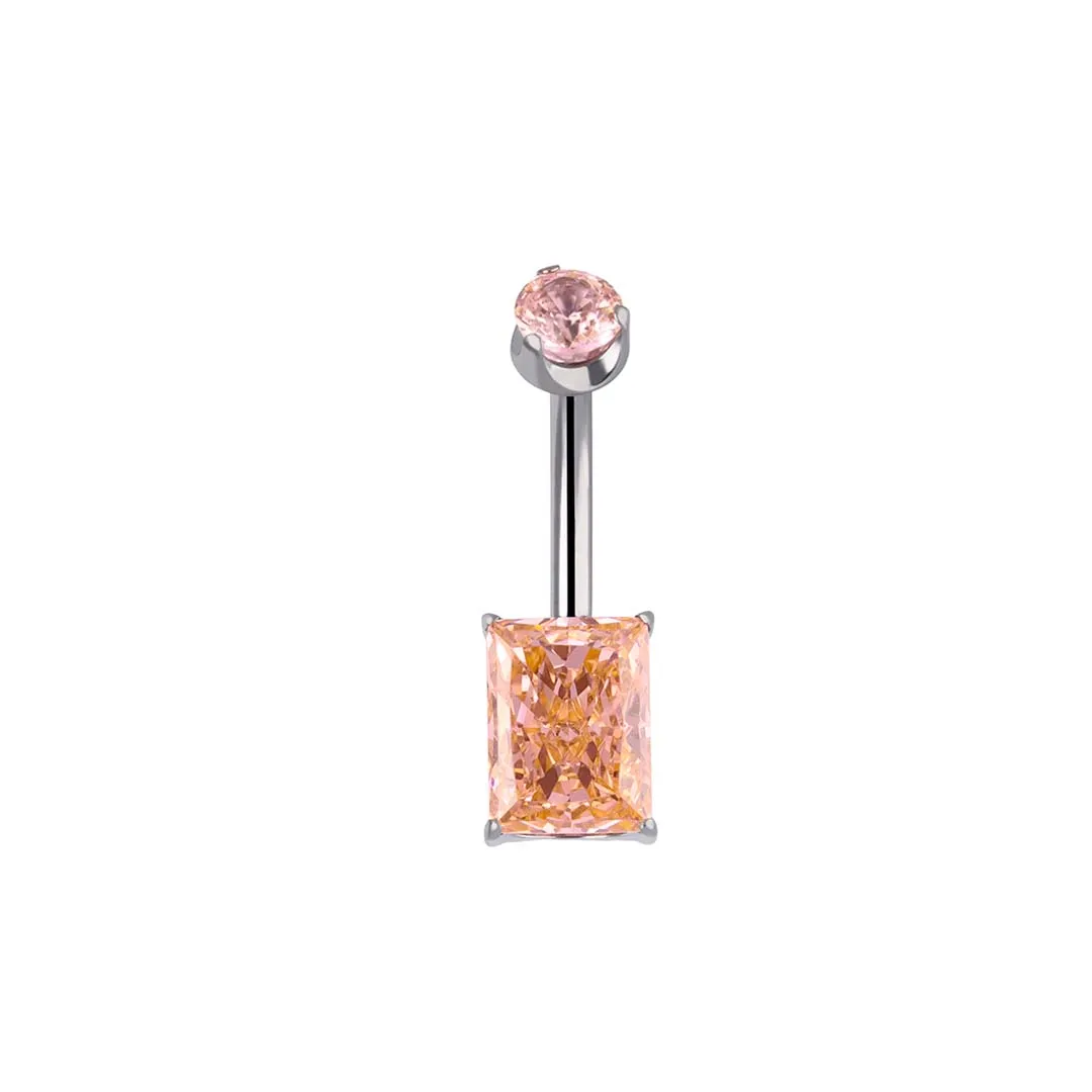 Beth - Morganite implant grade titanium curved barbell for navel