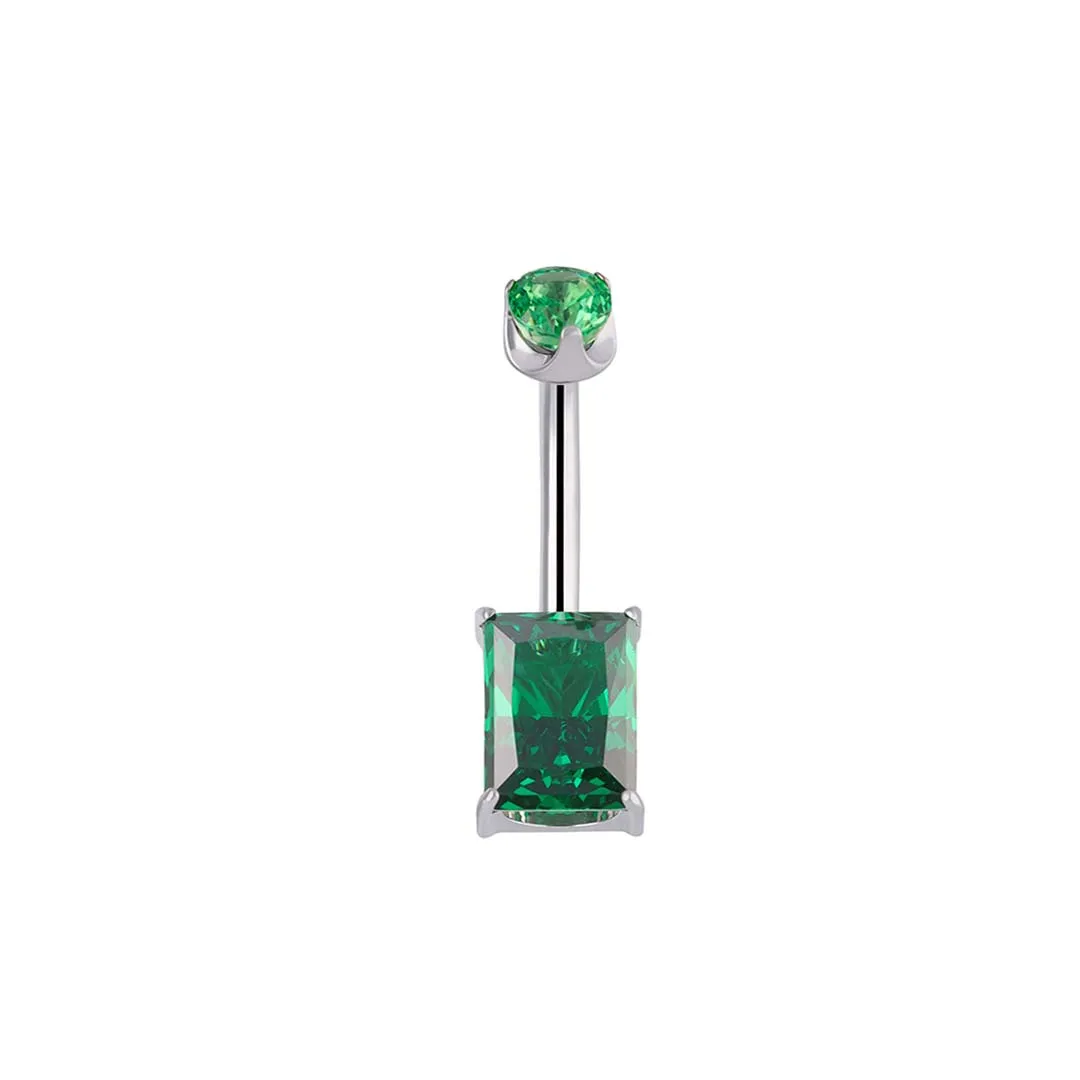 Beth - Emerald implant grade titanium curved barbell for navel