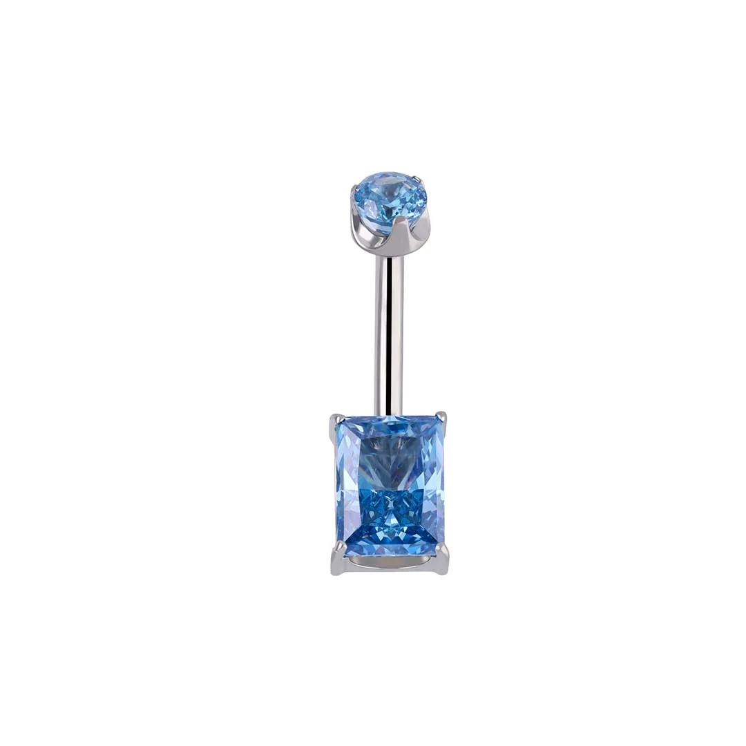 Beth - Sapphire Blue implant grade titanium curved barbell for navel