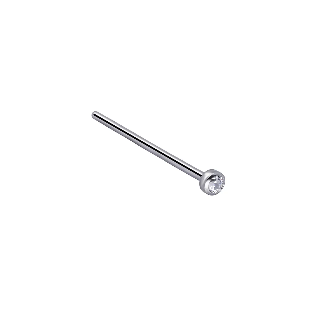 Nostril Straight with white CZ implant grade titanium nostril screw