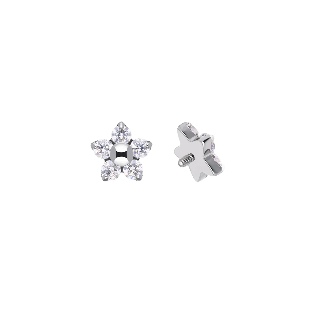 Solara - SW White titanium F-136 threaded top, front and side view
