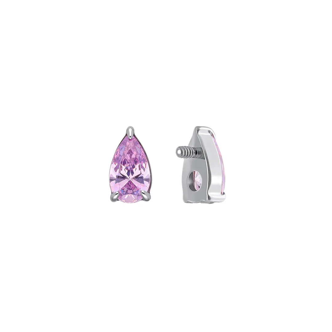 Stacy - Fancy Light Purple SW titanium F-136 threaded top, front and side view