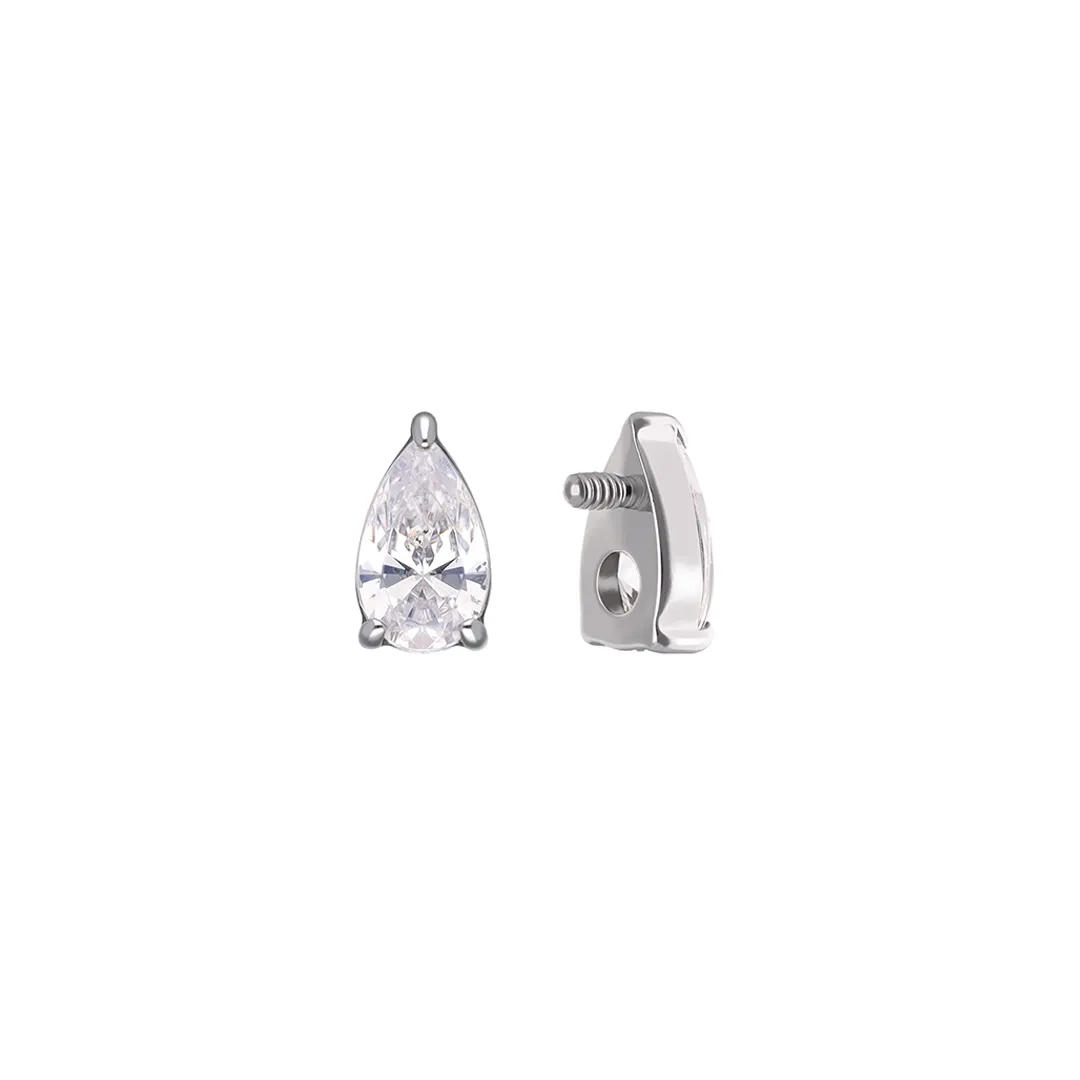 Stacy - White SW titanium F-136 threaded top, front and side view