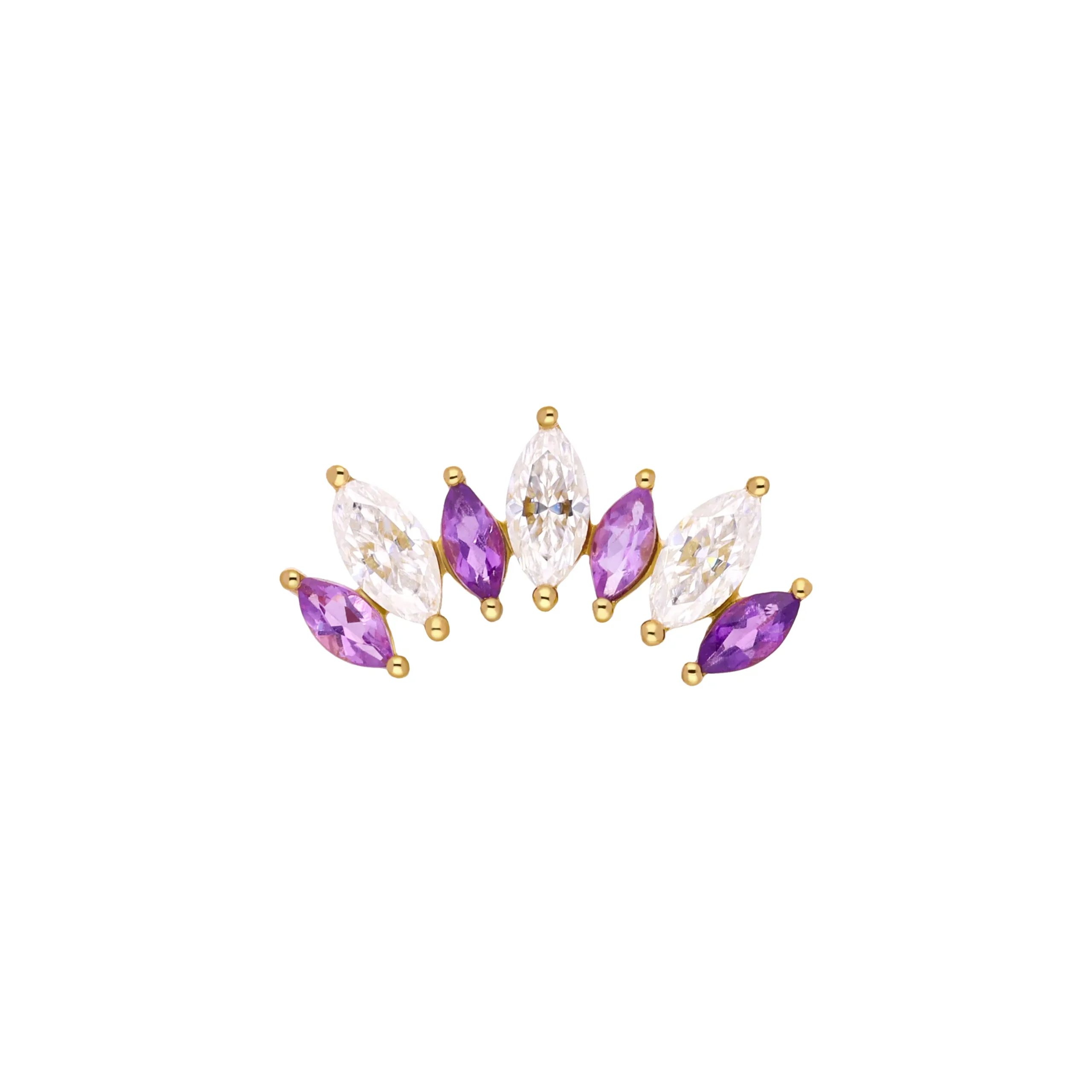 Altea 18K yellow gold marquise threadless top with white and amethyst SW stones
