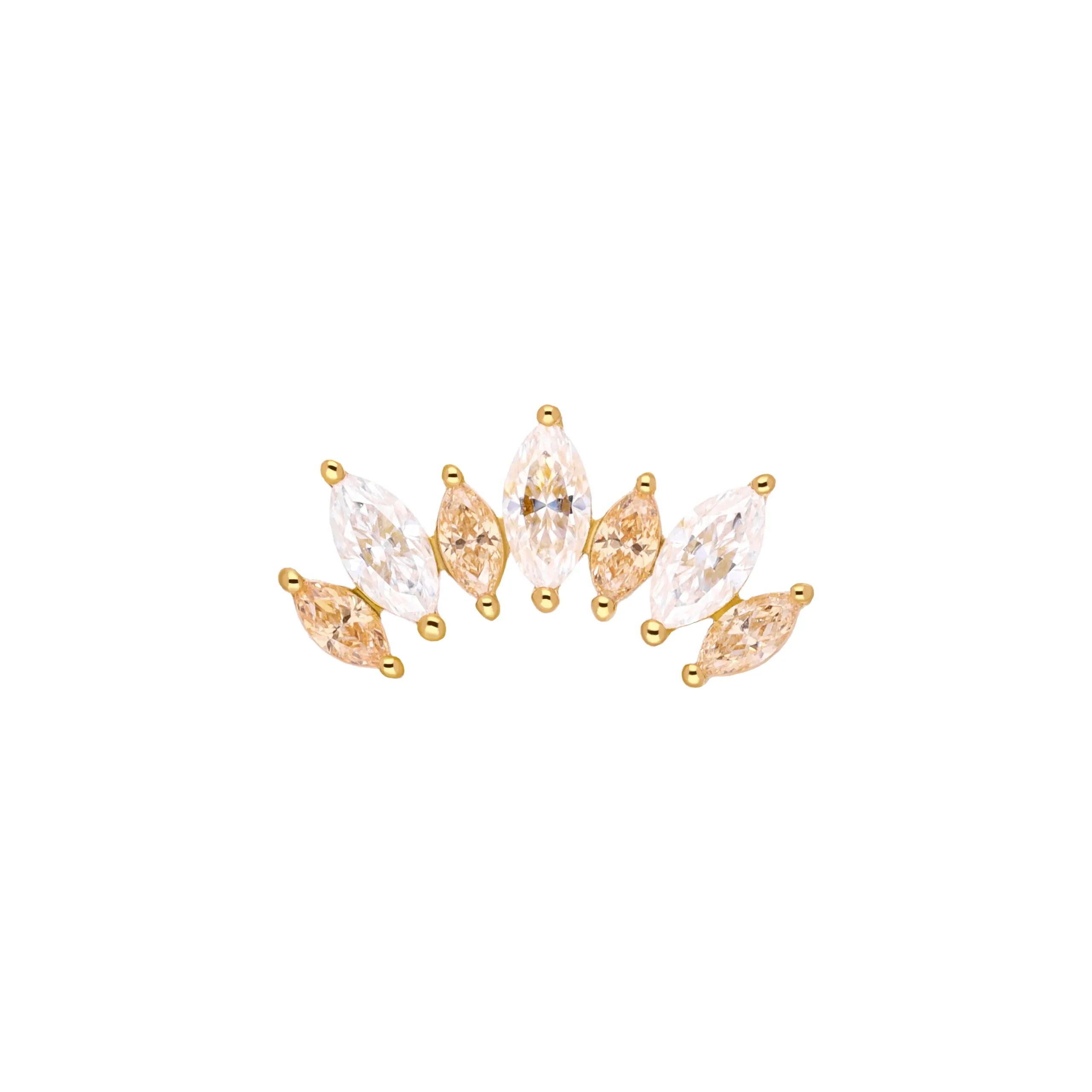 Altea 18K yellow gold marquise threadless top with white and champagne SW stones