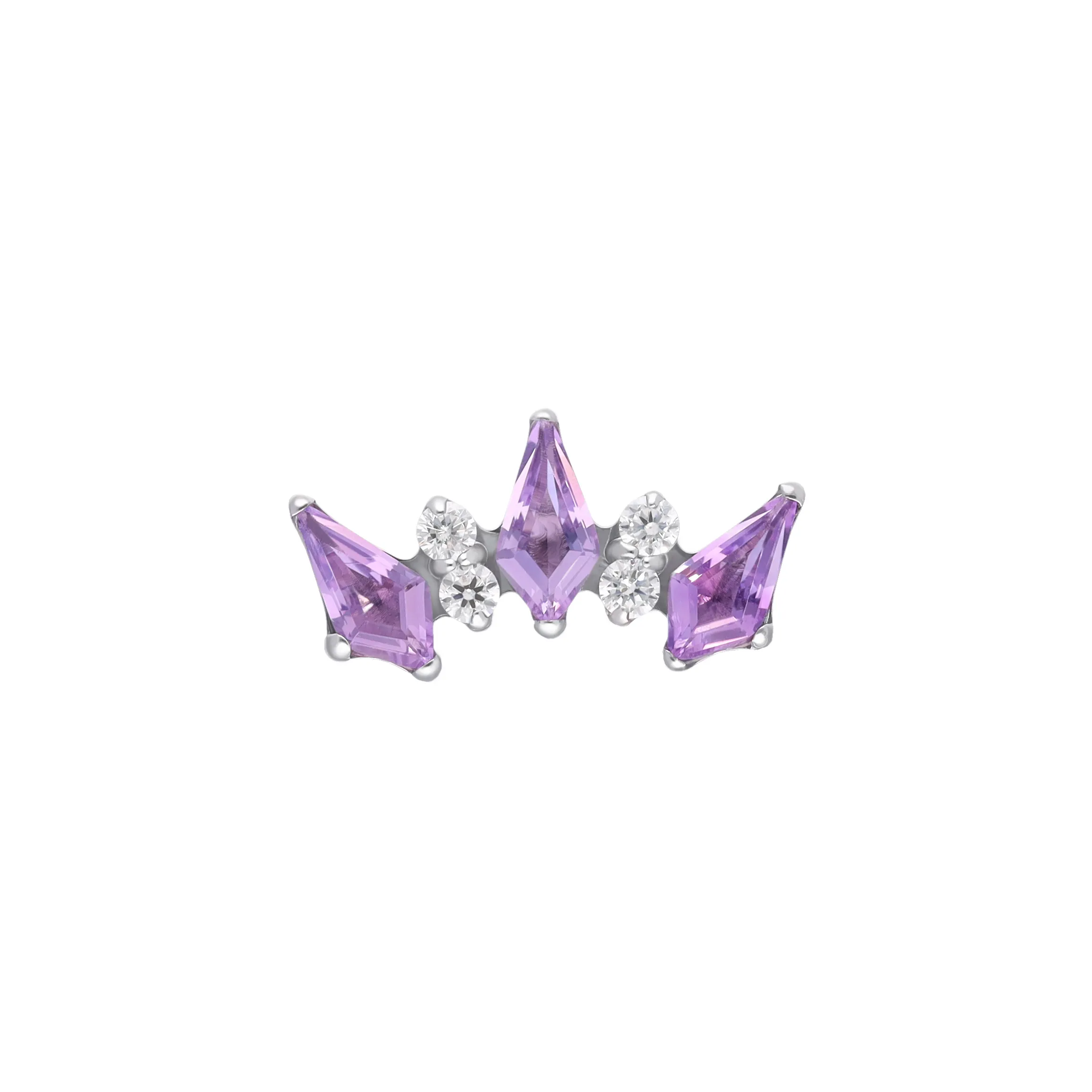 Cassia Amethyst titanium F-136 internally threaded top with kite-shaped stones