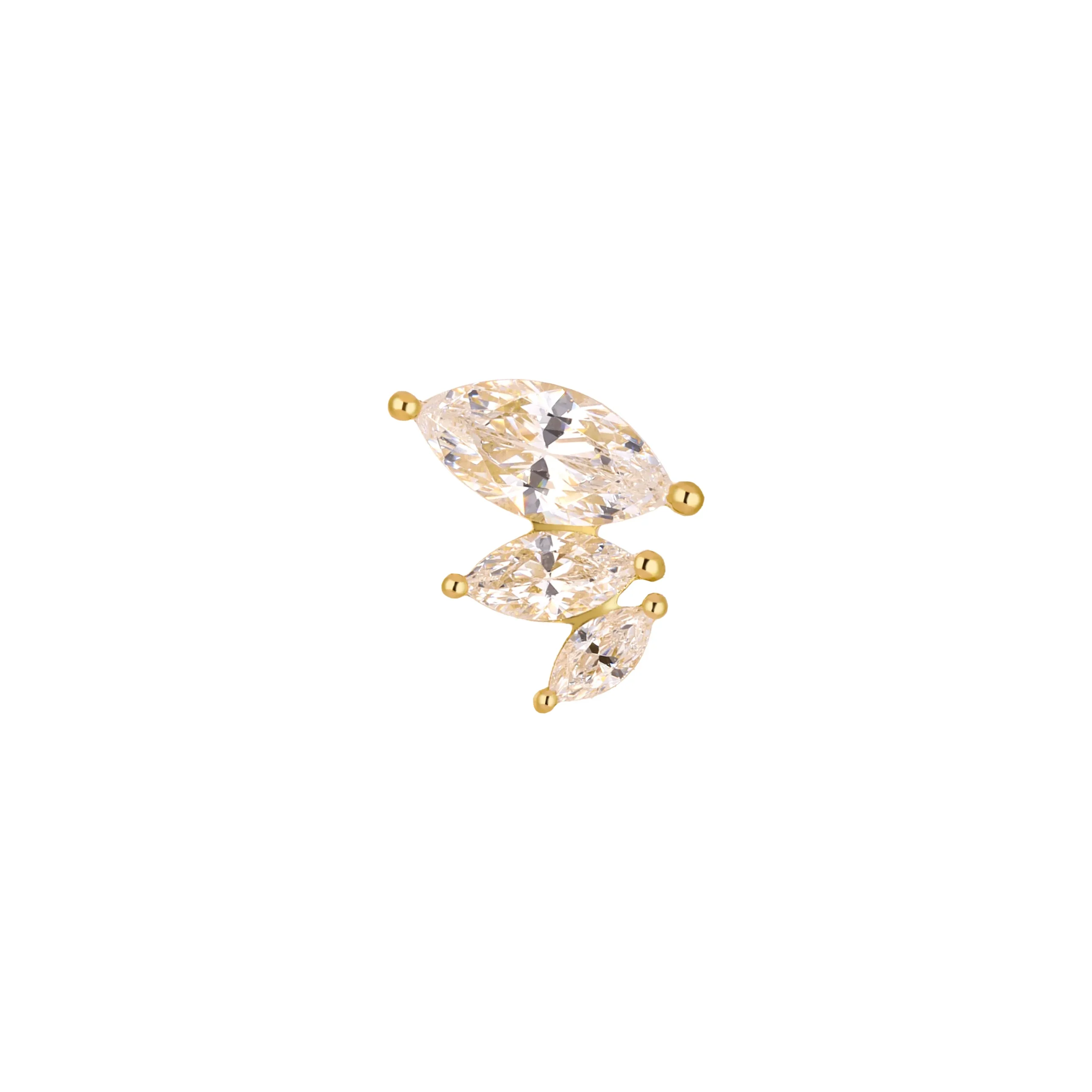 Aelia Right 18K yellow gold threadless top with marquise white SW stones