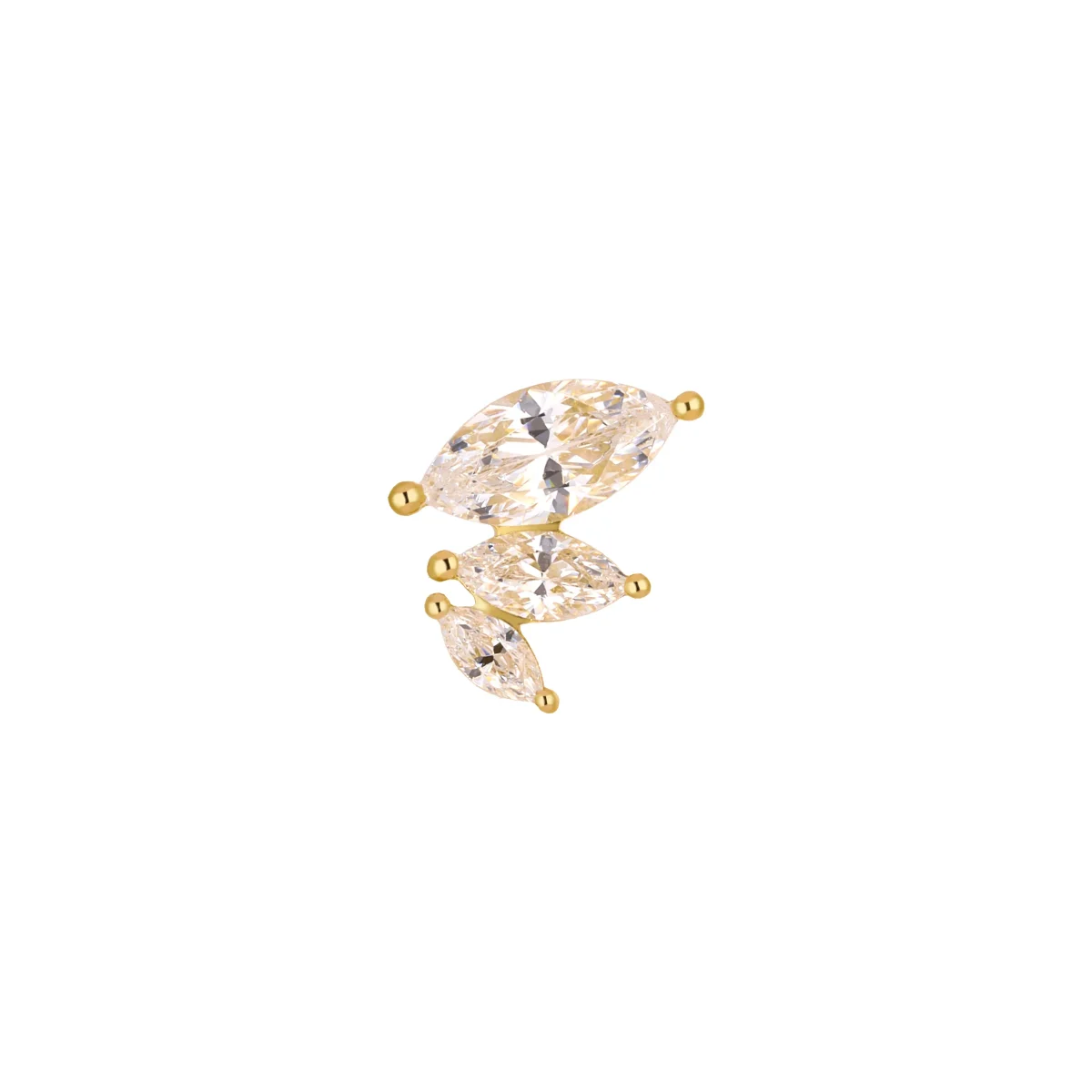Aelia Left 18K yellow gold threadless top with marquise white SW stones