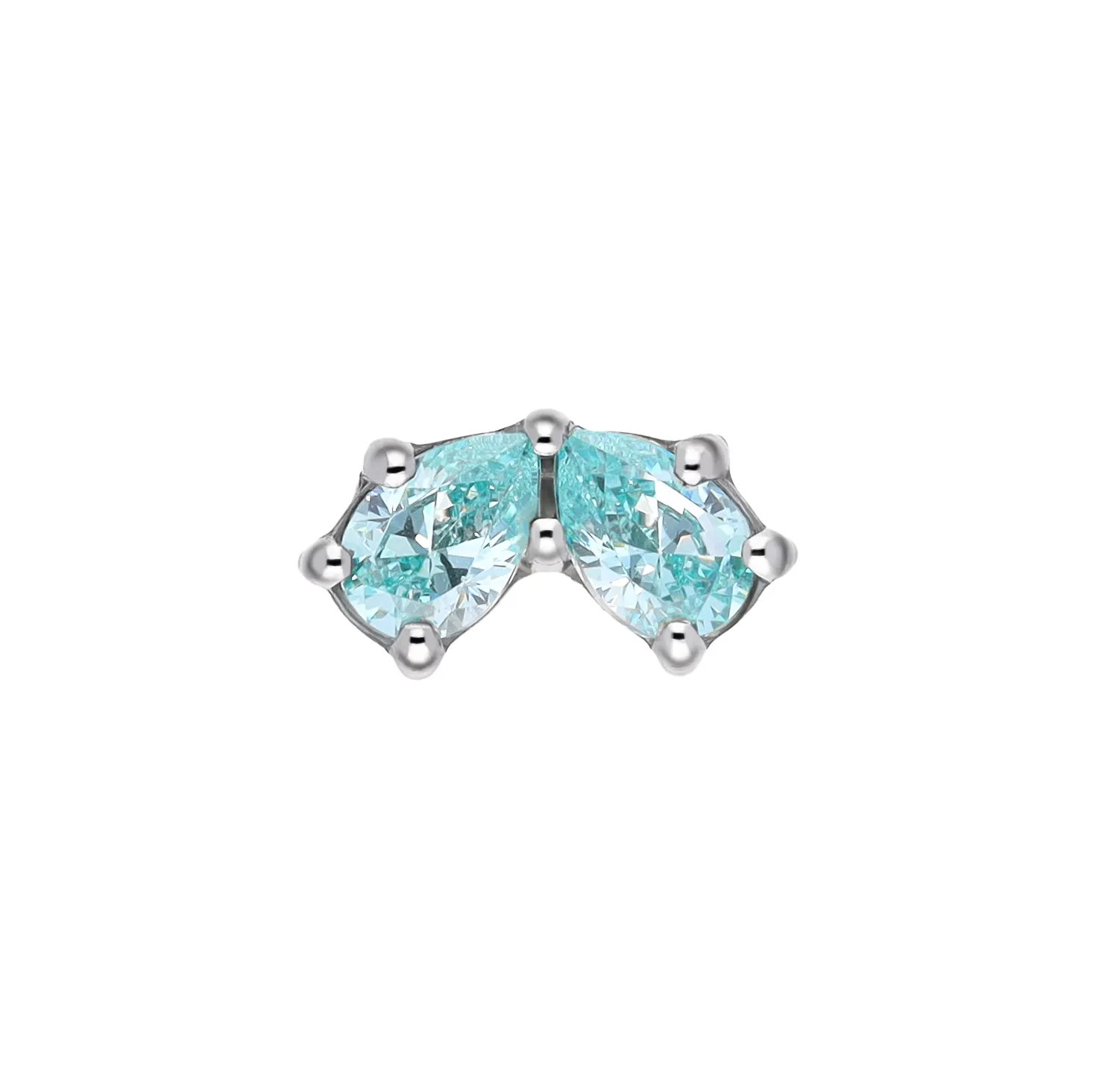 Inna Frosty Mint titanium F-136 top with pear-cut SW zirconia on white background