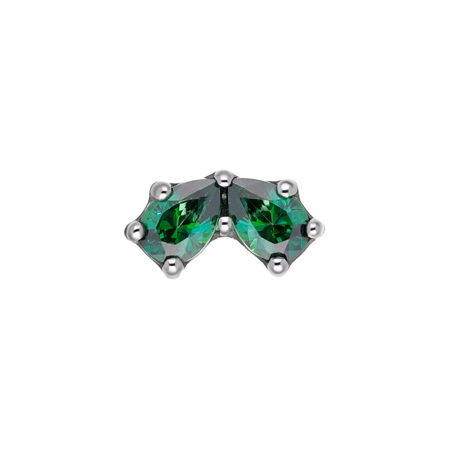 Inna Green titanium F-136 top with pear-cut SW zirconia on white background