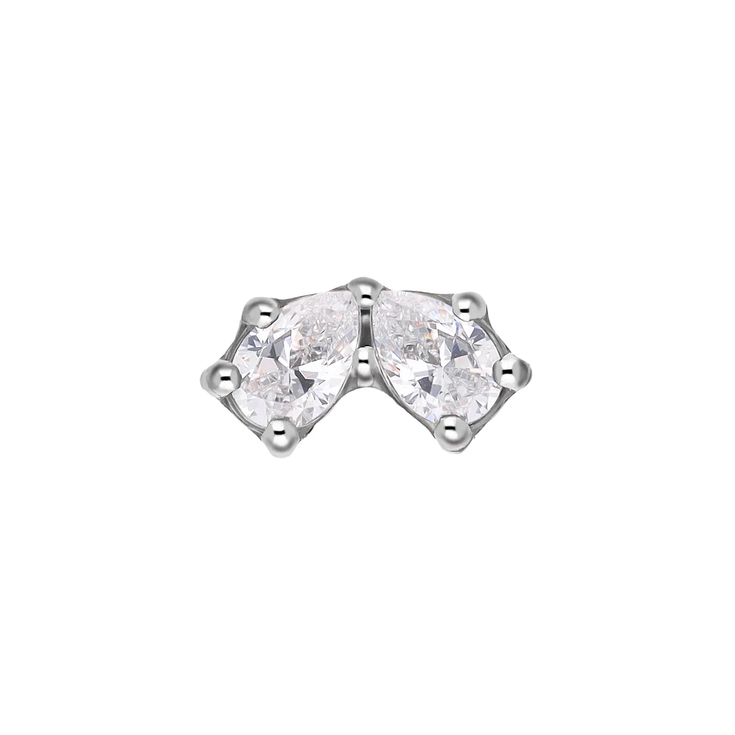 Inna White titanium F-136 top with pear-cut SW zirconia on white background
