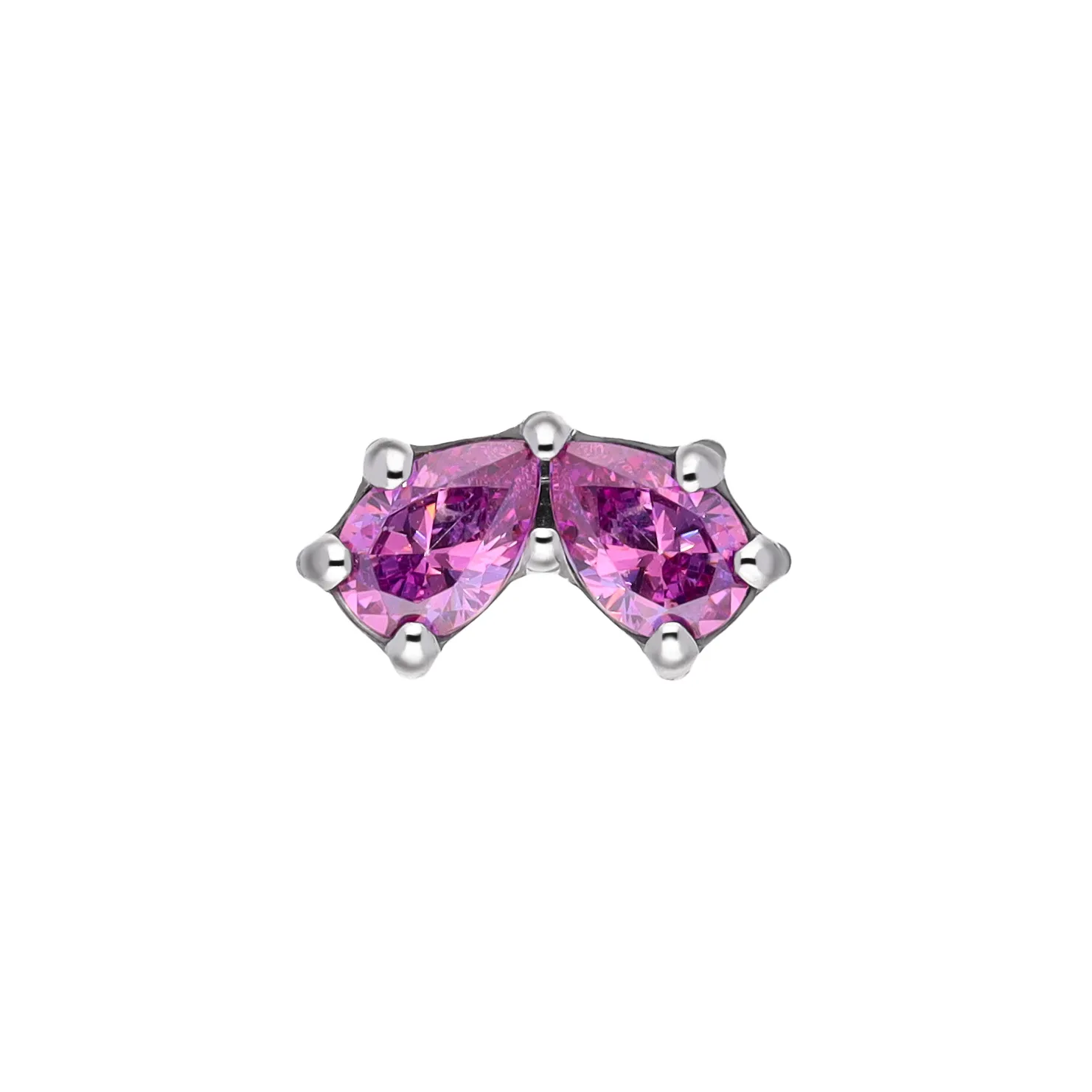 Inna Fancy Purple titanium F-136 top with pear-cut SW zirconia on white background