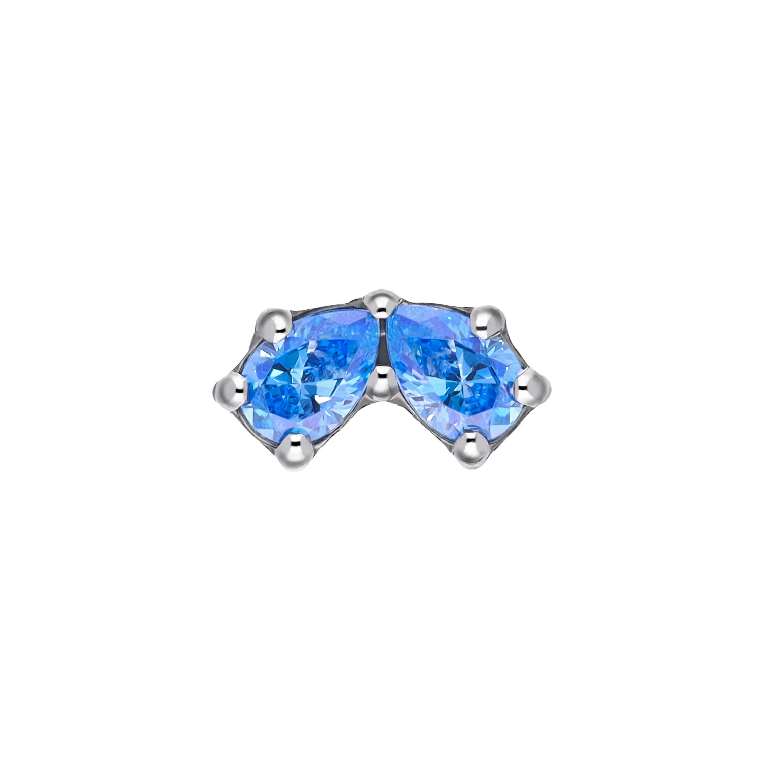 Inna Arctic Blue titanium F-136 top with pear-cut SW zirconia on white background