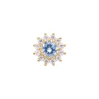 Rhea Small 18K yellow gold threadless top with lab sapphire and white SW halo