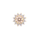 Rhea Small 18K yellow gold threadless top with champagne SW and white SW halo