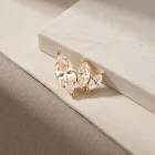 Aelia Left 18K yellow gold threadless top with marquise white SW stones