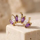 Altea Amethyst SW 18K gold marquise threadless top, close-up