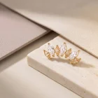 Altea Champagne SW 18K gold marquise threadless top, close-up