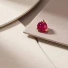 Prong Push Pin Natural Ruby 2mm 18K yellow gold threadless top