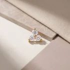 Trinity 18K yellow gold threadless top with white moissanites